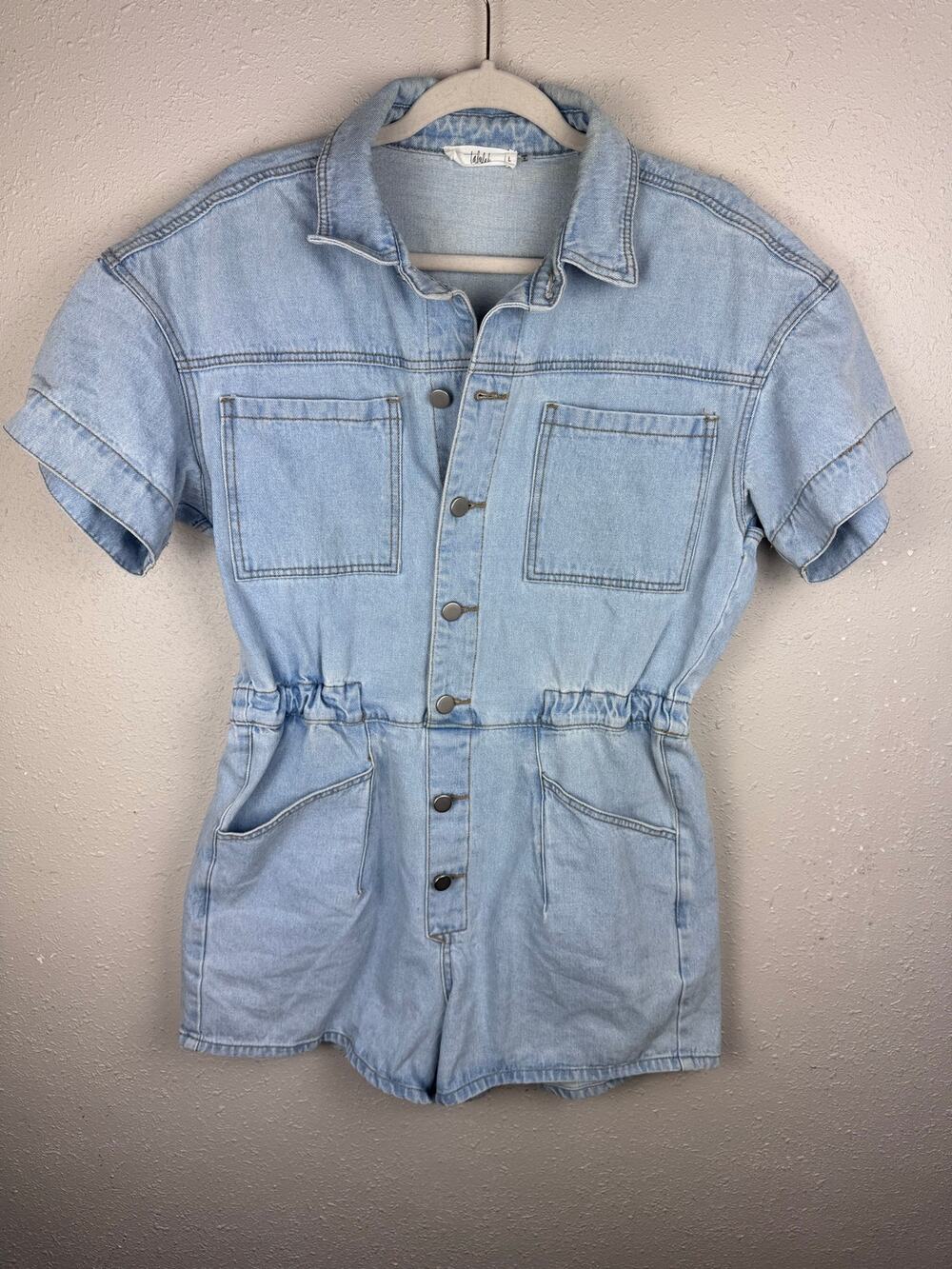 Talulah "Blank Slate" Denim Romper Womens size Large